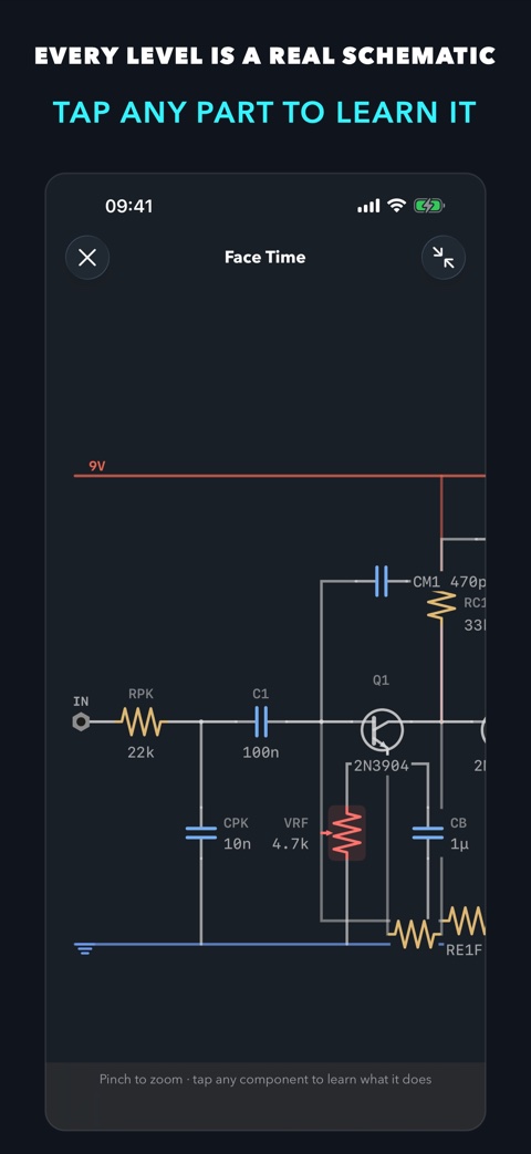 A real two-transistor fuzz schematic with labeled components